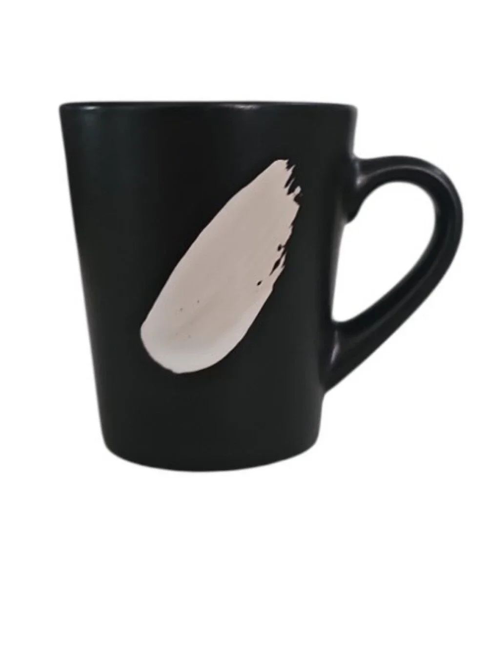 Hand Painted Black Espresso Cup Saucer Set 2 Modern Artisan Pottery Demitasse